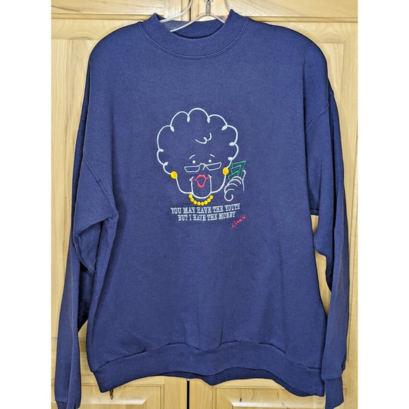 Hanes Womens Sweatshirt XL Navy Blue Grandma FUNNY - Picture 1 of 5